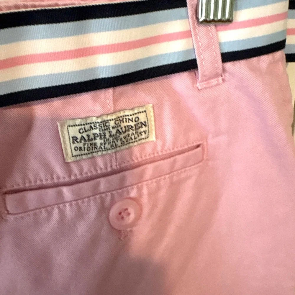Polo Ralph Lauren Girl's Pink Cotton Blend Chino Shorts Striped Belt Size 12